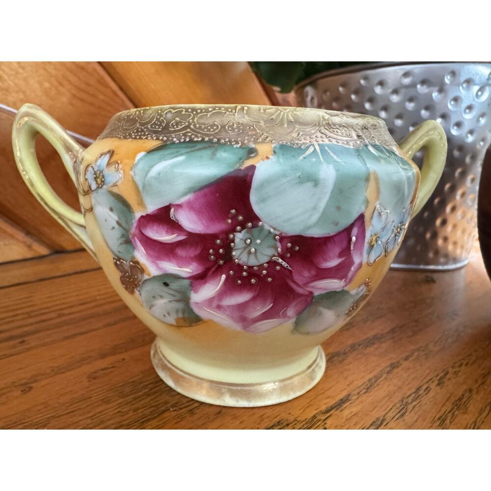 Antique IEC & Co Japan Hand Painted Porcelain Two-Handled Bowl